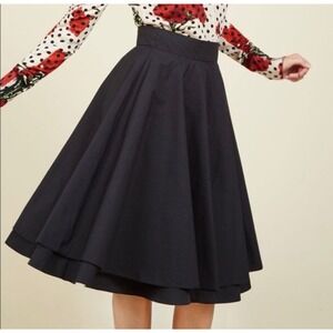 Alice Moon Women's Stretch Modcloth Double Layer A-Line Skirt Black XL